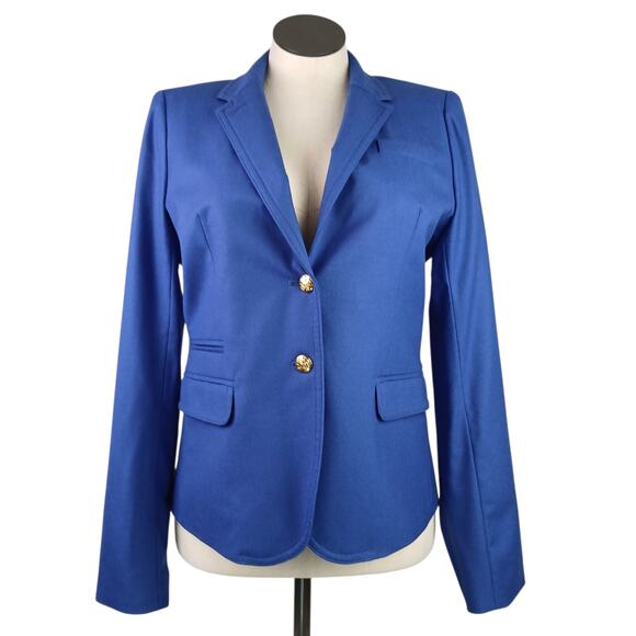 J.Crew SZ 14L 100% Wool Schoolboy Blazer in Blue Gold Signature Buttons - Picture 2 of 7